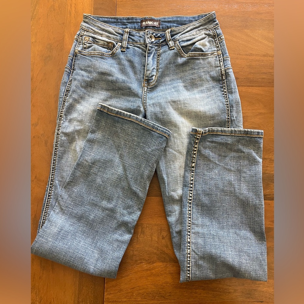 Rank 45 Women’s Straight Leg Jeans 29x32 Western Cowgirl Denim